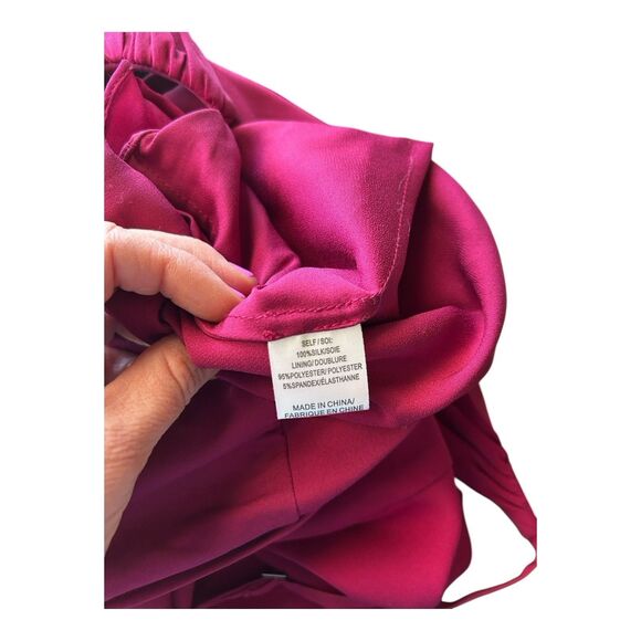 Haute Hippie Intermix Cassidy Mini Layer Dress Sz 6 Silk Fuchsia Crossover Front - Picture 9 of 9